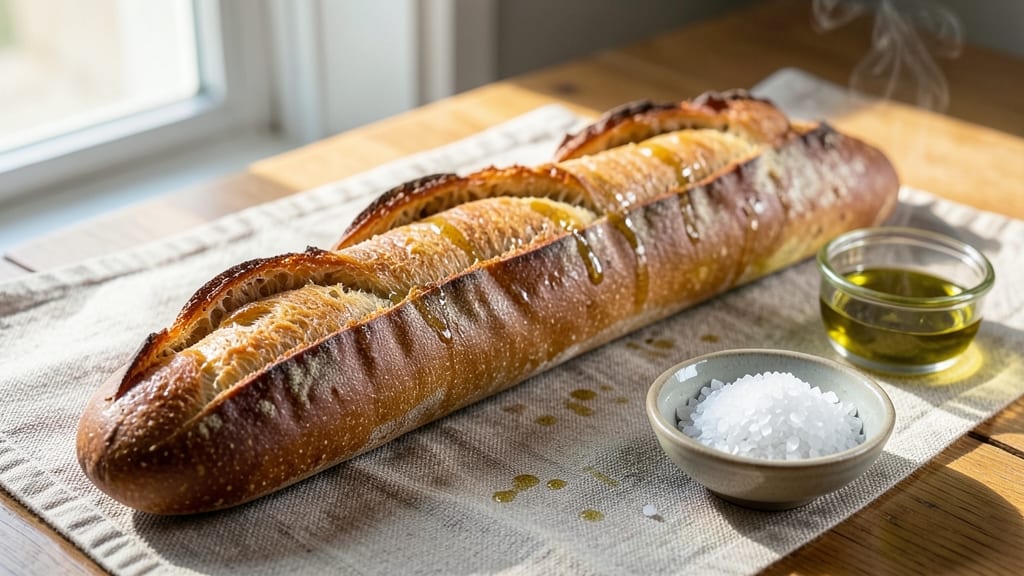 Artisan Baguette Bread Recipe: Foil-Sealed Crust With Crunchy Gold Edges