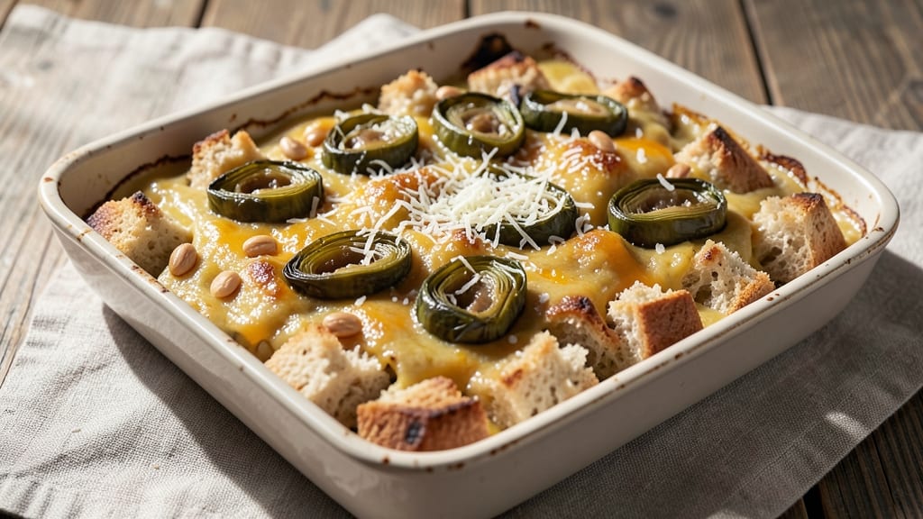 Artichoke Bread Pudding Recipe: Savory Herb Crunch With Gooey Cheese Core