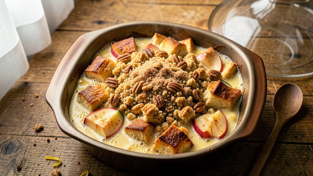 Apple Crisp Bread Pudding Recipe: Warm Spiced Apples and Buttery Crisp Top
